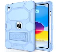 CCMAO Custodia per iPad di 10a generazione da 10,9 pollici 2022, custodia per iPad 10 con cavalletto e portamatite, custodia protettiva ibrida a tre strati resistente antiurto per ragazze e donne, blu