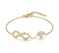 CCmfgjew Infinity Mom Nana - Braccialetto placcato oro 14 K con cuore