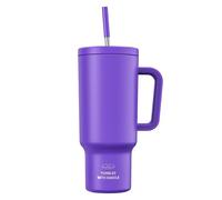 CCN Borraccia con Cannuccia, tazza termica da 1,2 l, mantiene il calore per 10 ore e si raffredda per 34 ore, thermos senza BPA, bicchiere in acciaio inox con cannuccia, impermeabile al 100%, Viola