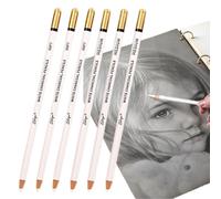 Ccomage Set di 6 matite professionali a carboncino bianco per artisti, set da disegno, morbide e medio-dure, matite bianche per evidenziare schizzi, ombreggiature, sfumature, gesso, pittura, forniture