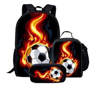 cCool - Set di 3 zaini per la scuola con stampa di basket e borsa per il pranzo e astuccio, per bambine e ragazze, Calcio-6, Taglia unica, Zaini Daypack