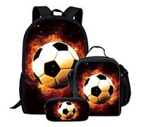 cCool - Set di 3 zaini per la scuola con stampa di basket e borsa per il pranzo e astuccio, per bambine e ragazze, Calcio-3, Taglia unica, Zaini Daypack
