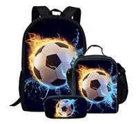 cCool - Set di 3 zaini per la scuola con stampa di basket e borsa per il pranzo e astuccio, per bambine e ragazze, Calcio-2, Taglia unica, Zaini Daypack