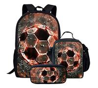 cCool - Set di 3 zaini per la scuola con stampa di basket e borsa per il pranzo e astuccio, per bambine e ragazze, Calcio-5, Taglia unica, Zaini Daypack