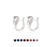 CCOPPERTIST.WU Orecchini Cobra Personalizza, Personalizzabile Gli Orecchini a Cerchio in Argento Sterling 925 con Occhi di Serpente con Pietre Preziose (Argento-Personalizza gli Occhi)