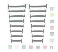 CCOSFTIME Lacci Scarpe Elastici Grigio, Senza Nodo Stringhe Elastiche Lacci in Silicone Scarpe Impermeabile, No Tie Lacci Per Bambini e Adulti