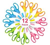 CCR Forbici per bambini, forbici di sicurezza con coperchio, 13,5 cm, impugnatura morbida, per scuola, aula e artigianato, colori assortiti, set da 12