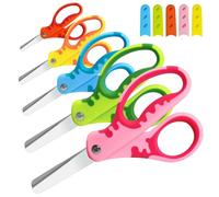 CCR Forbici Per Bambini,Forbici di Sicurezza per Bambini con Copertura Protettiva,13.5cm Forbici Per Bambini Con Punte Smussate,Impugnatura Morbida, Per La Scuola e l'aula, Set Di 5 Pezzi