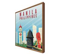 CCRETROILUMINADOS Manifesto Vintage illuminato con luce Led Manila: Serie Viaggiatore