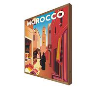 CCRETROILUMINADOS Poster Vintage Illuminato con Luce Led Morocco: Serie Viaggiatore