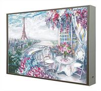 CCRETROILUMINADOS Quadro con cornice in legno laccato bianco illuminato con luce LED vista di Parigi