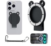 CCSamll - Supporto magnetico da cintura per telefono con catena antifurto, clip da cintura rimovibile, per escursionismo, viaggi, arrampicata all'aperto, per iPhone, Samsung, Google, Moto Mag, nero