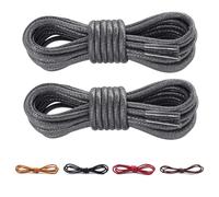 CCSOFTIME 2 Paia Lacci per Scarpa Cerati Eleganti Grigi Tondi,Lacci Sottili per Scarpe Classiche Cuoio Stivaletti,Stringhe per Scarpe Polacchetti Desert Boots,Stringate de Bambini e Adulti 130cm