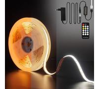 CCT Striscia LED COB 5 metri,Fosingut 2700K-6500K Bianco Dimmer Luci LED Camera da letto,576LED/M CRI90 24V 10mm Strisce LED con Alimentatore Telecomando RF per Sottopensile Cucina,Feste,Casa DIY Deco