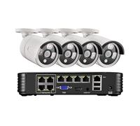 CCTV H.265 5MP HD Con Rilevamento Del Volto, Telecamera Di Sicurezza IP Bullet Impermeabile For Esterni, Kit Videosorveglianza POE NVR 8CH(None,8CH NVR and 4 Camera)