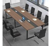 CCUKTFN Tavolo Riunioni Ufficio Moderno, Tavolo da Conferenza Rettangolare con Canalina per Cavi e Struttura in Metallo Nero, Ideale per 8-12 Persone, Sala Conferenze e Seminari