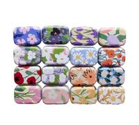 CCUUHJ - Confezione da 8 scatole rettangolari in metallo vuote con cerniere, scatole piccole per biscotti e gioielli, 6X4X2.5 CM (Fiori 02)