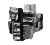 ccuzs Adjustable Ring, Vintage 3D Face Design, Abstract Gothic Statement Jewelry for Women, Unique Open Band Rings for Vacation, Beach, Formal, Wedding, Festival, Everyday Outfits Use
