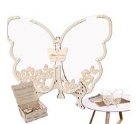ccuzs Butterfly Baby Shower Guest Book, Wooden Drop Top Guestbook Sign for Wedding or Birthday, Elegant Memory Keepsake for Graduation Baby Celebration or Event Table Decor 11.81x11.02x6.3 Inches