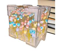 ccuzs Cube Flower Night Light, Mirror Light Decorative Table Lamp, Soft Glow Bedside Lamp Suitable for Small Tables, Nightstands for Bedroom, Desk, and Home Ambience, 3.94x3.94 Inches