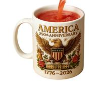 ccuzs Drink Mug - 250th Birthday Patriotic Ceramic Cup | Celebration Theme Beverage Holder High Temperature Glaze Finish Vibrant for Home, School, Classroom, Cafe or Restaurant