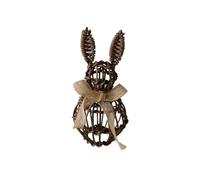 ccuzs Easter Bunny Figurine - Rabbit Table Decor | Woven Rattan Sculpture with Bow Accent, Handcrafted Animal Display with Natural Texture, Spring Ornament Lightweight, Bunny Statue for Home Patio
