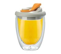 ccuzs Glass Coffee Cup - 350ml Insulated Clear Glass Tea | Cup with Leakproof Lid for Coffee, Tea, Latte, Milk, Juice, Desserts Keeps Drinks Hot or Cold While Preventing Spills