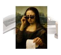 ccuzs Monalisa Bathroom - Art Funny Canvas Wall Decor Humorous | Mona Lisa Painting Print Vintage Parody Artwork Framed Poster for Bathroom, Washroom, Toilet, Hotel, Home