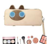 ccuzs Multifunctional Organizer, Cute Pencil Holder, Pencil and Cosmetic Organizer, Multifunctional Pen Pouch 8.66x2.56x3.74 Inches for Kids and Adults School (Black, Beige Yellow)