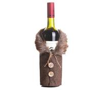 ccuzs Porta bottiglie di vino dal design natalizio, copertura morbida per bottiglia di vino, cappotto per bottiglie di vino con bottone, borsa per bottiglie di vino di Natale, 12 x 24 cm, per