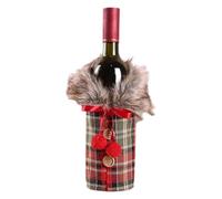ccuzs Porta bottiglie di vino dal design natalizio, copertura morbida per bottiglia di vino, cappotto per bottiglie di vino con bottone, borsa per bottiglie di vino di Natale, 12 x 24 cm, per