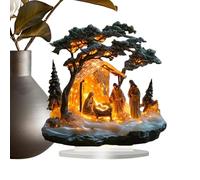 ccuzs Presepe in acrilico, statuetta da tavolo per presepe, decorazione natalizia in acrilico, set classico con acrilico trasparente e design moderno, 17,09 x 18,7 cm, per un'elegante decorazione