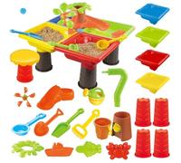 ccuzs Sand And Water Table, Kids Outdoor Playset, Interactive Activity Center with Toys And Tools, Multi-Function Sensory Table for Summer Backyard Beach Garden Camping Pool 17.72x17.72x13.78in