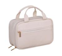 ccuzs Spacious Cosmetic Bags for Women, Portable Travel Cosmetic Bag, Stylish Makeup Bag Large, Lightweight Travel Toiletry Bag 23.5x11x15cm/9.25x4.33x5.91 Inches for Women & Cosmetics (Creamy/Pink)