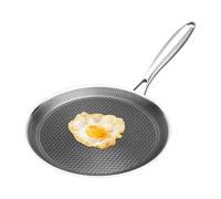 ccuzs Stainless Steel Flat Frying Pan - Honeycomb Non Stick Griddle Pot | Stove Top Cooking Cookware Egg Grill for Pan, Outdoor BBQ, Camping, Kitchen, Home,Gas or Electric Stove Use