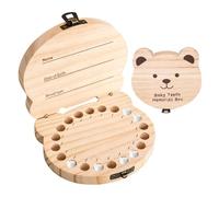 ccuzs Wooden Tooth - Holder Keepsake Storage Box Cute Tooth | Fairy Container Teeth Organizer Memory Case Gift for Kids, Girls Boys, Birthday, Growth, or Home Decor Use