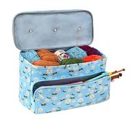 ccuzs Yarn Storage Organizer, Portable Knitting Tote, Yarn Exit Hole Design, Reinforced Handle for Crochet Accessories (14.17x5.91x7.48 Inches), Convenient Craft Storage