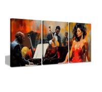 CCWACPP 3 pezzi Decorazione da parete musicale Nero Jazz Club Pittura Stampe Musica afroamericana Immagine su tela Astratto Tema musicale Decorazione per stanza Bar Pub incorniciato (30x40cmx3)