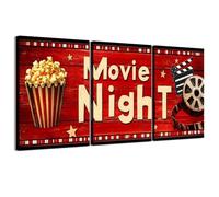 CCWACPP 3 pezzi Home Movie Theater Room Decor Cinema Pittura Stampe Poster Cartello Rosso del Film Popcorn Quadri su Tela incorniciato (60x90cmx3)