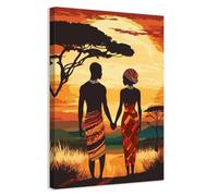 CCWACPP Decorazione da parete afroamericana Immagini tribali africane Stampe su tela di coppia africana Decorazione da parete uomo e donna neri incorniciato (40 x 60 cms)