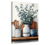 CCWACPP Dipinti su tela da cucina piante verdi stampe da parete quadri botanici rustici vintage fattoria casa sala da pranzo dispensa arredament incorniciato (40 x 60 cms)