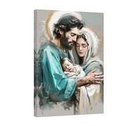 CCWACPP Gesù Immagini su tela Famiglia Gesù Vergine Maria Giuseppe Dipinto Sacra Famiglia Immagine da parete Stampe d'arte cattolica Natività Cristiana Decor (B, (50.00 x 75.00 cms))