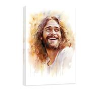 CCWACPP Gesù Wall Art Cristiano Pittura Cristiana Stampe su tela Immagine di Gesù che ride Il sorriso di Cristo Poster Religioso Decorazione da parete per la casa