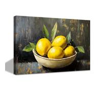 CCWACPP Immagini su tela con limone decorazione murale da cucina dipinto di agrumi quadro da parete giallo stampe artistiche con limoni incorniciato (30.00 x 45.00 cms)