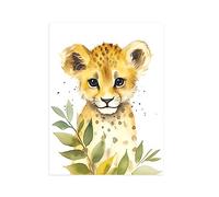 CCWACPP Poster Leopardo degli animali dell'acquerello del bambino Stampa Su Tela Animale da safari nei boschi della scuola materna Quadro Quadri 40x60 cm