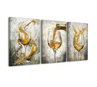 CCWACPP Quadri da cucina gialli 3 pezzi decorazione da parete per cucina stampe su tela vino sala da pranzo pub bar casa ristorante arredamento incorniciato (40x60cmx3)