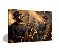 CCWACPP Quadri musicali su tela Astratti Jazz Decorazione da parete Sassofono Strumenti musicali Pittura Rock Studio musicale Uomo Stanza Grotta Bar Pub Decor incorniciato (60.00 x 90.00 cms)