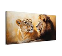 CCWACPP Quadro da parete con leone e leonessa dipinti di animali selvatici stampe su tela di coppia di leoni per soggiorno casa incorniciato (20 x 40 cms)