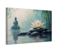 CCWACPP Stampe murali di Buddha Statua di Buddha Quadri su tela Zen Pittura spirituale Yoga Meditazione Stanza Bagno Decorazione incorniciato (30 x 45 cms)