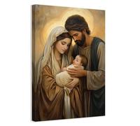 CCWACPP Stampe su tela della Sacra Famiglia Immagini cattoliche Gesù Vergine Maria Dipinto per la casa Chiesa Sala di preghiera Decorazione incorniciato (50 x 75 cms)